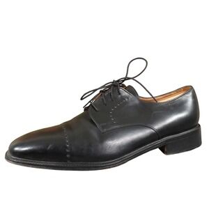 Pronto‎ Uomo Men 11 Black Leather Cap Toe Oxford Dress Shoe Classic Lace-Up